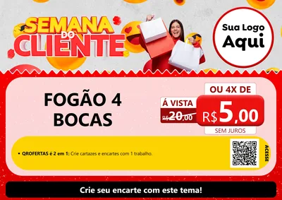 Modelo de Cartaz para Cartaz A4 Horizontal com o tema Semana do Cliente para Móveis e Eletro