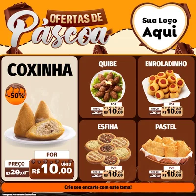 Modelo de Rede Social para Feed Facebook com o tema Ofertas de Páscoa para Salgadaria
