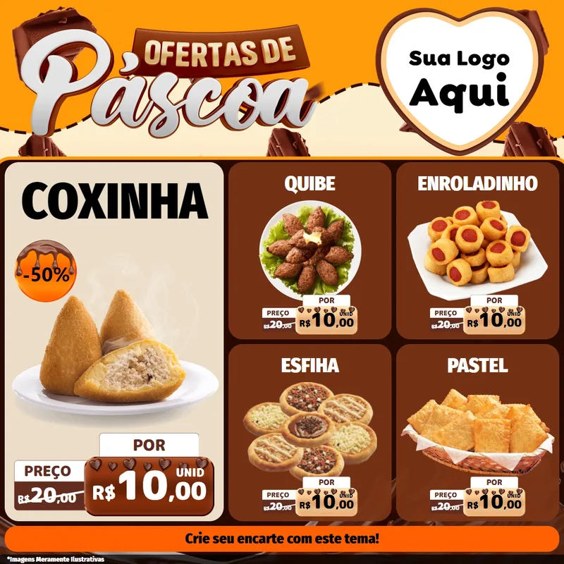 Modelo de Rede Social para Feed Facebook com o tema Ofertas de Páscoa para Salgadaria
