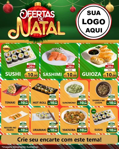 Modelo de Rede Social para Feed Instagram com o tema Ofertas de Natal para Comida japonesa