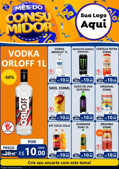 Modelo de Encarte para Encarte A4 Vertical com o tema Mês do Consumidor para Distribuidora de bebidas