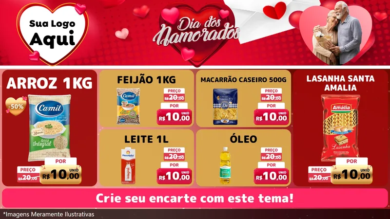 Modelo de TV para TV Horizontal com o tema Dia Dos Namorados para Supermercado