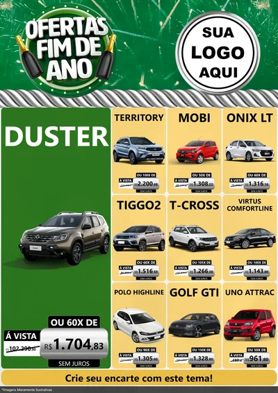 Modelo de Encarte para Encarte A4 Vertical com o tema Ofertas Fim de Ano para Concessionaria de Carros