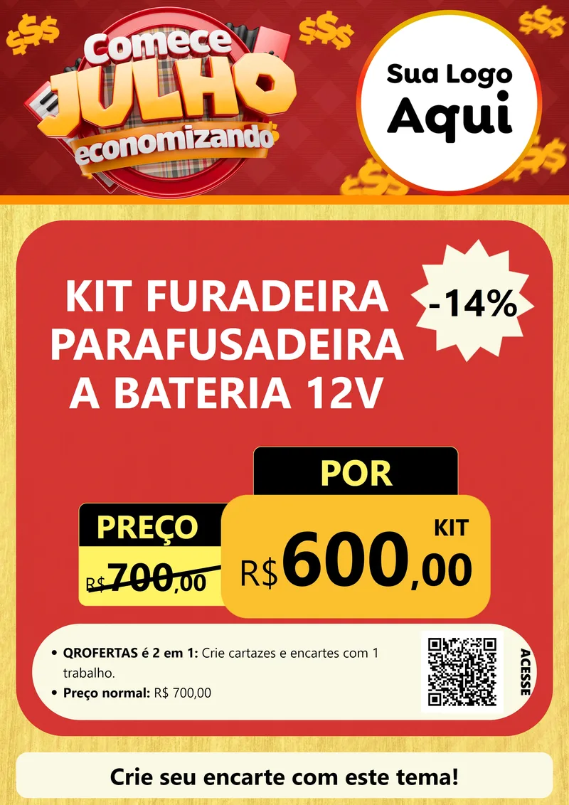 Modelo de Cartaz para Cartaz A4 Vertical com o tema Comece Julho Economizando para Maquinas e Ferramentas