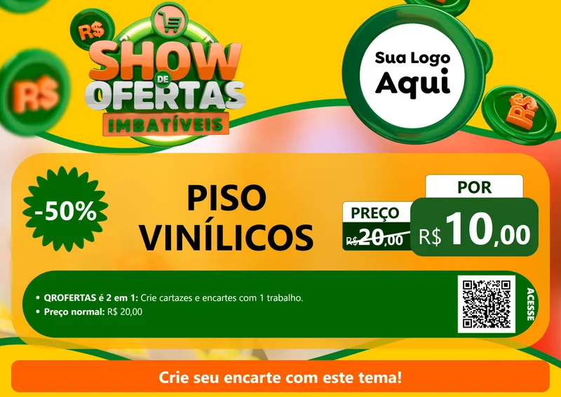 Modelo de Cartaz para Cartaz A4 Horizontal com o tema Show de Ofertas Imbatíveis para Material para Construção