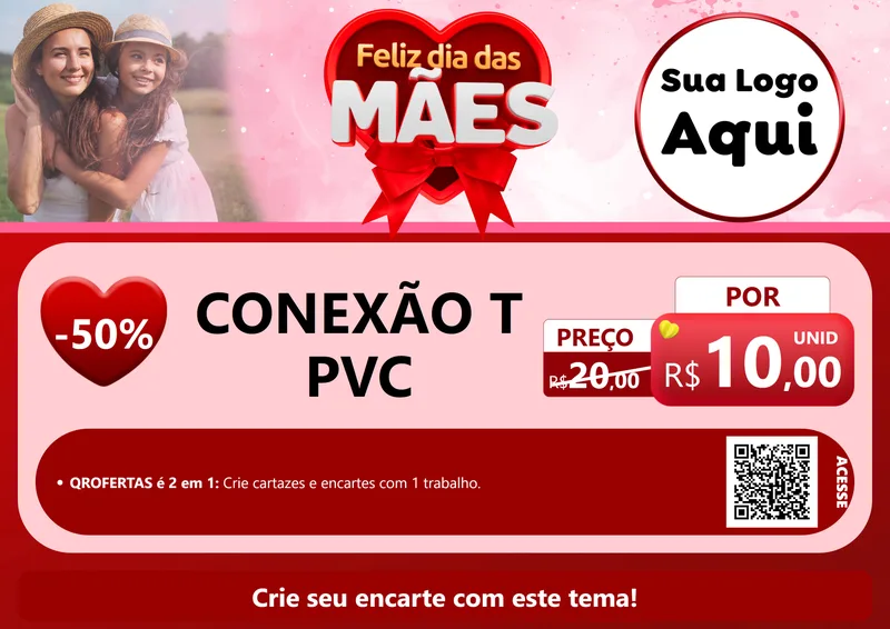 Modelo de Cartaz para Cartaz A4 Horizontal com o tema Feliz Dia Das Mães para Tubos e conexões
