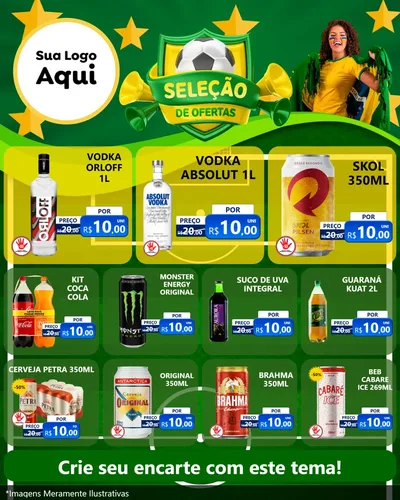 Modelo de Rede Social para Feed Instagram com o tema Seleção de Ofertas - Copa para Distribuidora de bebidas