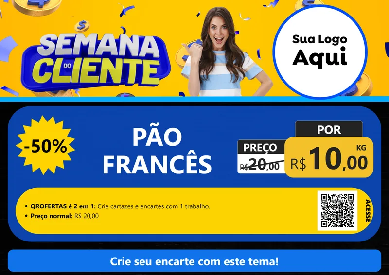 Modelo de Cartaz para Cartaz A4 Horizontal com o tema Semana do Cliente para Padaria