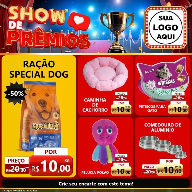Modelo de Rede Social para Feed Facebook com o tema Show de Prêmios para Pet Shop