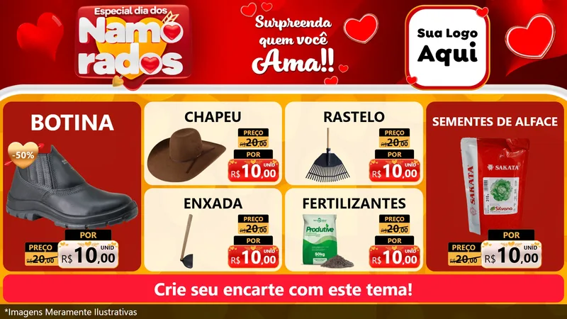 Modelo de TV para TV Horizontal com o tema Especial Dia dos Namorados para Agropecuária