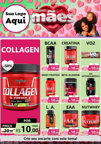 Modelo de Encarte para Encarte A4 Vertical com o tema Dia das Mães para Suplementos alimentares