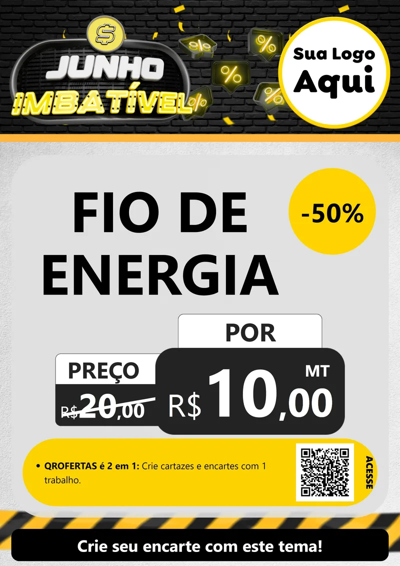 Modelo de Cartaz para Cartaz A4 Vertical com o tema Junho Imbatível para Materiais Elétricos