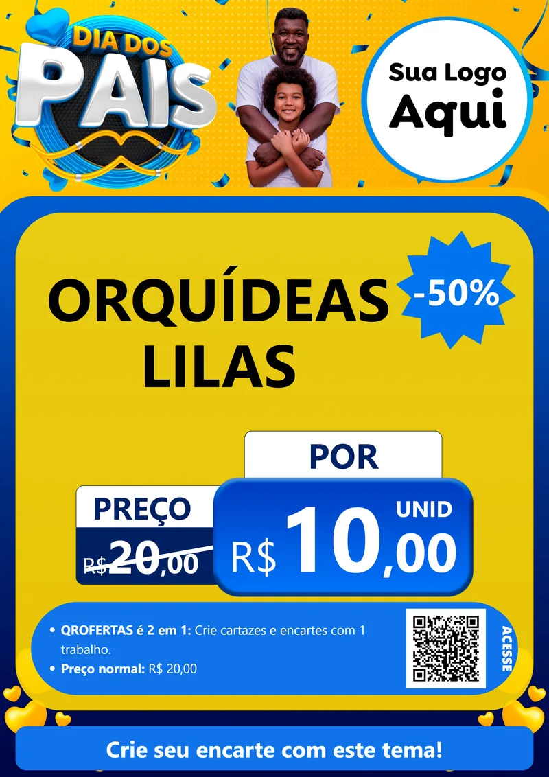 Modelo de Cartaz para Cartaz A4 Vertical com o tema Dia dos Pais para Floricultura e jardim