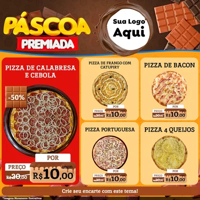 Modelo de Rede Social para Feed Facebook com o tema Páscoa Premiada para Pizzaria