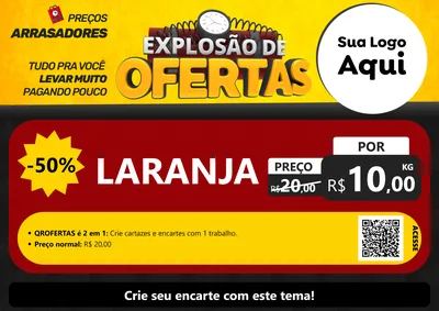 Modelo de Cartaz para Cartaz A4 Horizontal com o tema Explosão de Ofertas para Hortifrúti