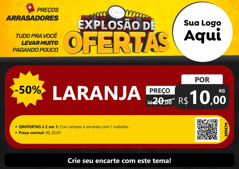 Modelo de Cartaz para Cartaz A4 Horizontal com o tema Explosão de Ofertas para Hortifrúti