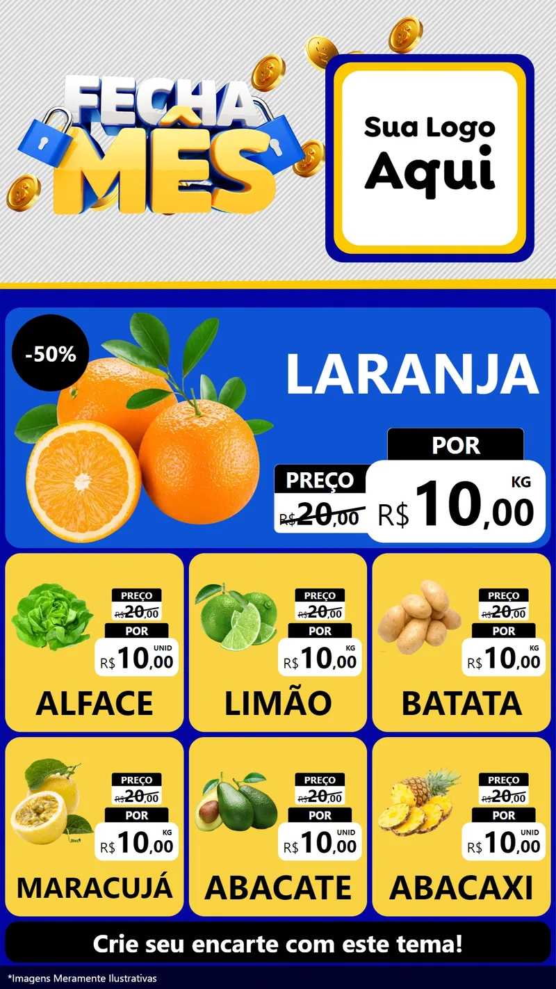 Modelo de Rede Social para Stories com o tema Fecha Mês para Hortifrúti