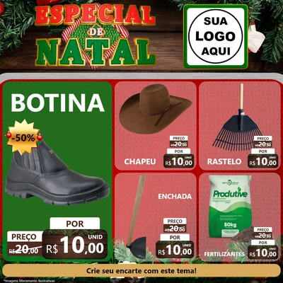 Modelo de Rede Social para Feed Facebook com o tema Especial de Natal para Agropecuária