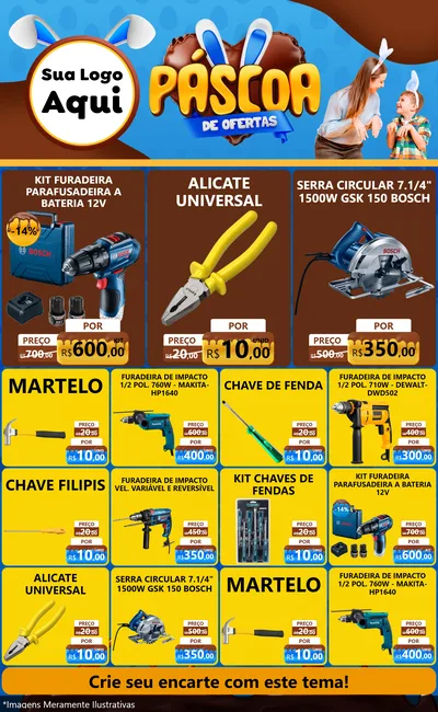 Modelo de Encarte para Encarte Grande com o tema Páscoa de Ofertas para Maquinas e Ferramentas