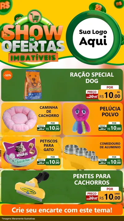 Modelo de TV para TV Vertical com o tema Show de Ofertas Imbatíveis para Pet Shop