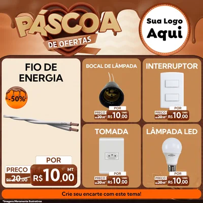 Modelo de Rede Social para Feed Facebook com o tema Páscoa de Ofertas para Materiais Elétricos