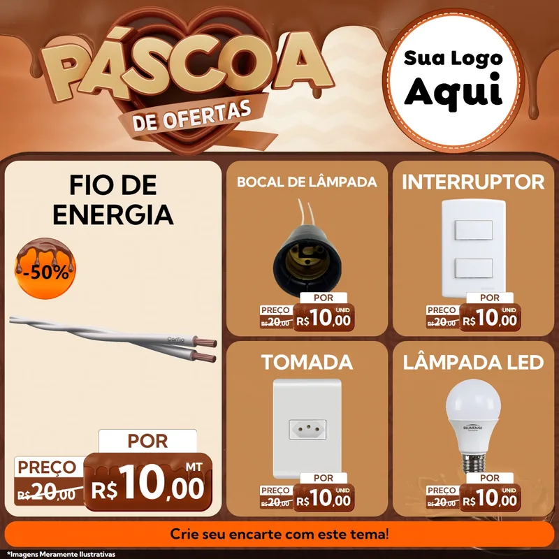 Modelo de Rede Social para Feed Facebook com o tema Páscoa de Ofertas para Materiais Elétricos