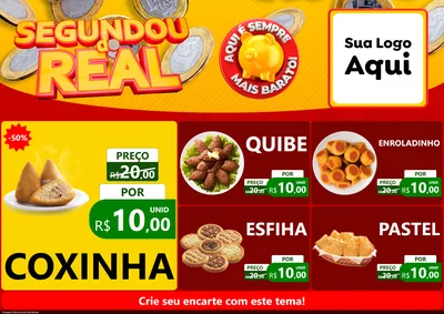 Modelo de Encarte para Encarte A4 Horizontal com o tema Segundou do Real para Salgadaria
