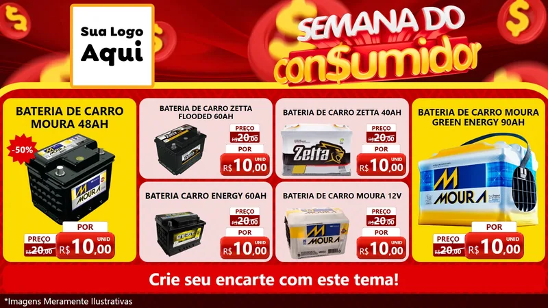 Modelo de TV para TV Horizontal com o tema Semana do Consumidor para Baterias Elétricas