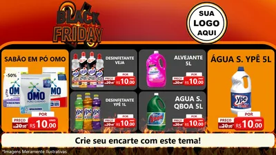 Modelo de TV para TV Horizontal com o tema Black Friday para Produtos de Limpeza