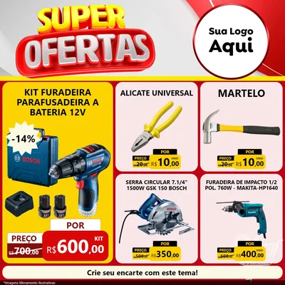 Modelo de Rede Social para Feed Facebook com o tema Super Ofertas para Maquinas e Ferramentas