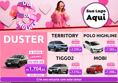 Modelo de Encarte para Encarte A4 Horizontal com o tema Dia da Mulher para Concessionaria de Carros