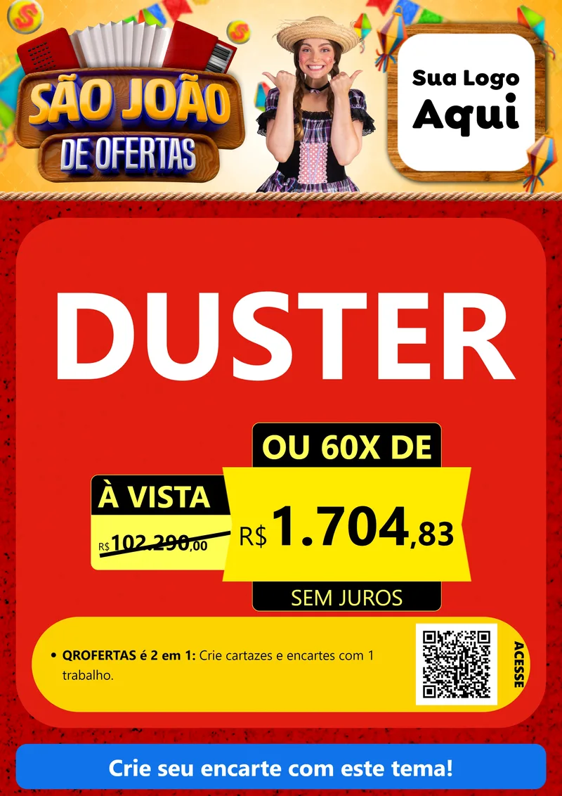 Modelo de Cartaz para Cartaz A4 Vertical com o tema São João de Ofertas para Concessionaria de Carros