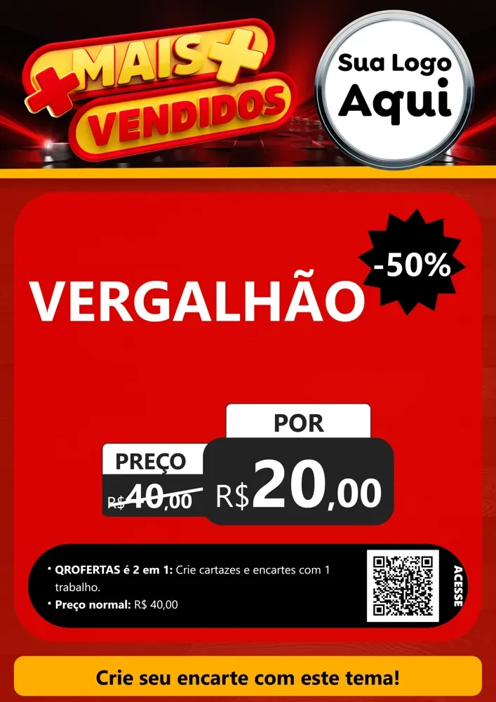 Modelo de Cartaz para Cartaz A4 Vertical com o tema Mais Vendidos para Ferragens