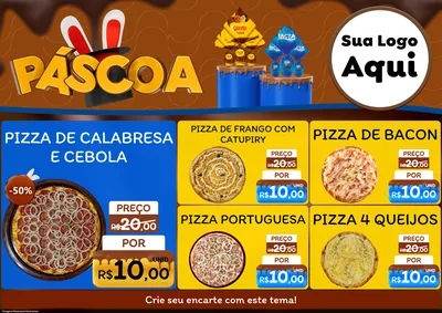 Modelo de Encarte para Encarte A4 Horizontal com o tema Páscoa para Pizzaria