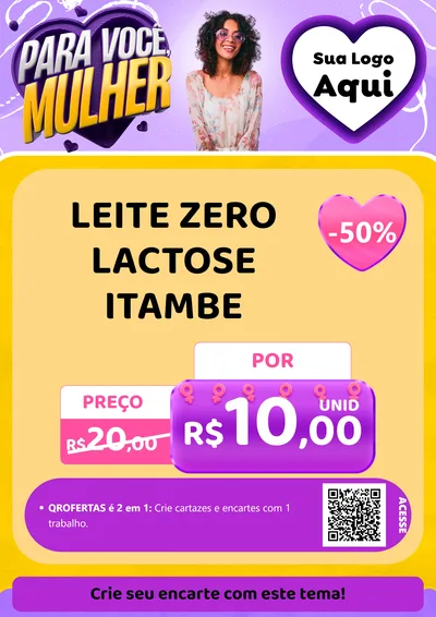 Modelo de Cartaz para Cartaz A4 Vertical com o tema Para Você, Mulher para Frios e Laticínios
