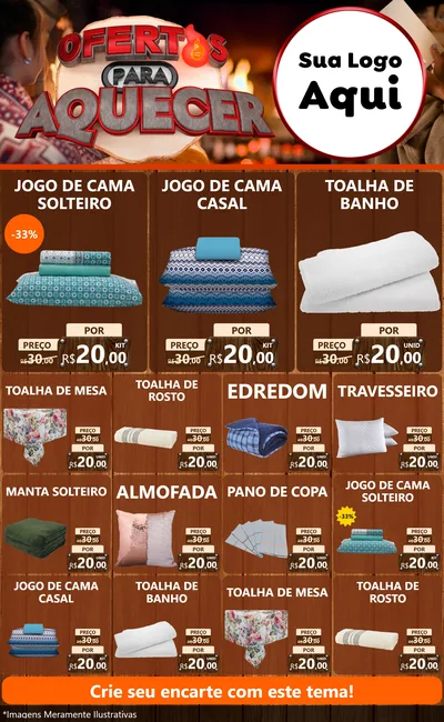 Modelo de Encarte para Encarte Grande com o tema Ofertas Para Aquecer para Cama, Mesa e Banho