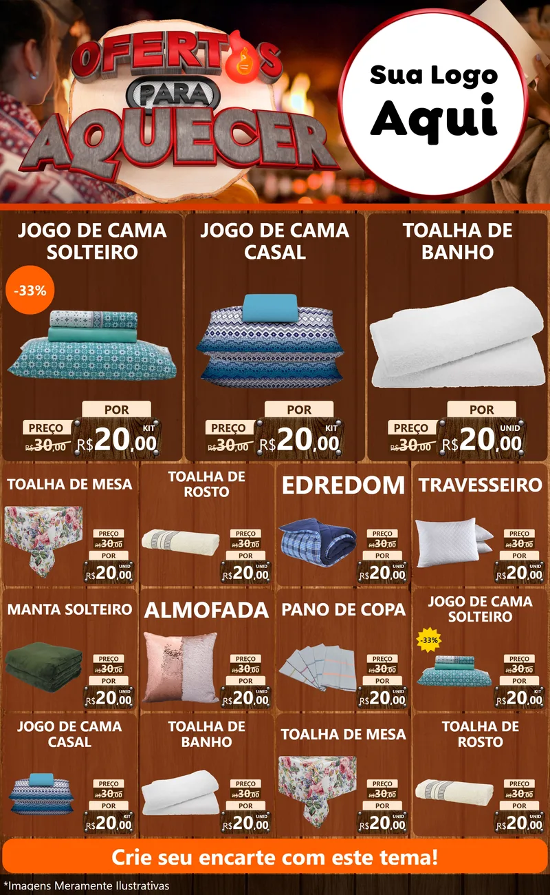 Modelo de Encarte para Encarte Grande com o tema Ofertas Para Aquecer para Cama, Mesa e Banho