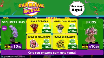 Modelo de TV para TV Horizontal com o tema Carnaval de Ofertas para Floricultura e jardim