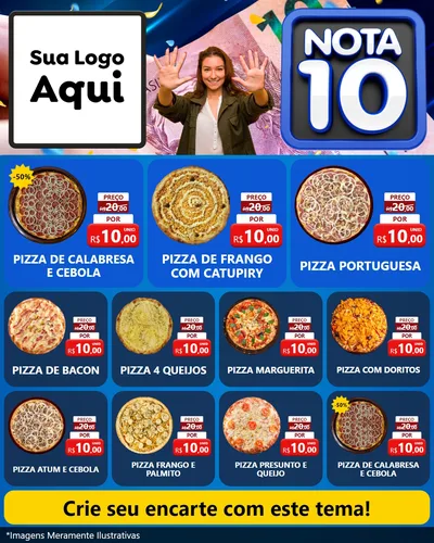 Modelo de Rede Social para Feed Instagram com o tema Nota 10 para Pizzaria