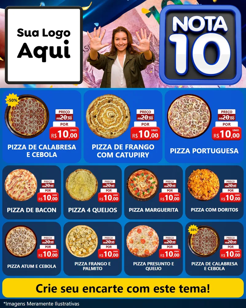 Modelo de Rede Social para Feed Instagram com o tema Nota 10 para Pizzaria