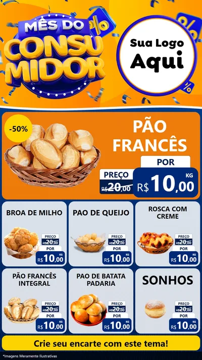 Modelo de Rede Social para Stories com o tema Mês do Consumidor para Padaria