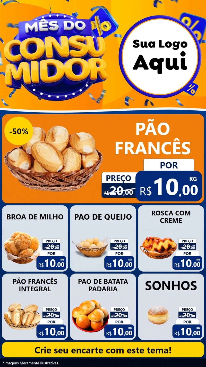 Modelo de Rede Social para Stories com o tema Mês do Consumidor para Padaria