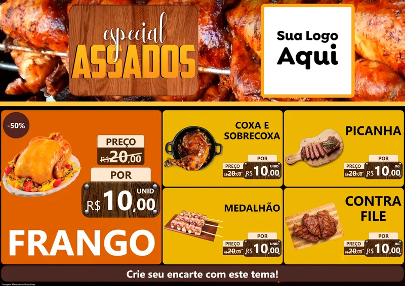Modelo de Encarte para Encarte A4 Horizontal com o tema Especial Assados para Assados