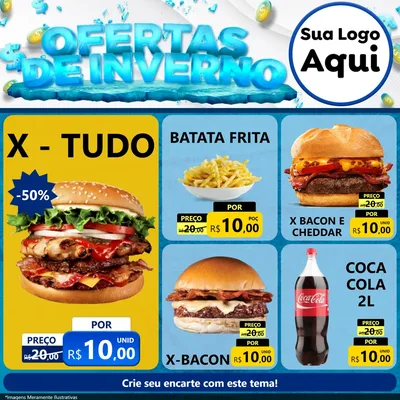 Modelo de Rede Social para Feed Facebook com o tema Ofertas de Inverno para Hamburgueria
