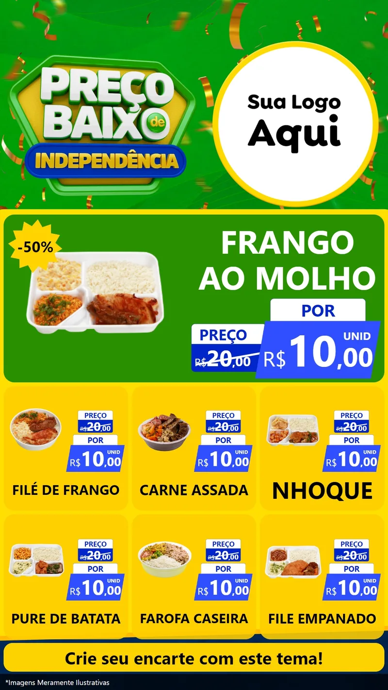 Modelo de Rede Social para Stories com o tema Preço Baixo de Independência para Restaurante