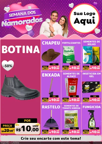 Modelo de Encarte para Encarte A4 Vertical com o tema Semana dos Namorados para Agropecuária