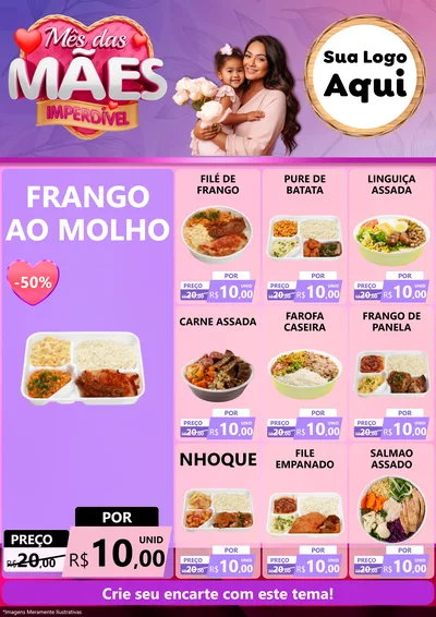 Modelo de Encarte para Encarte A4 Vertical com o tema Mês das Mães Imperdível para Restaurante