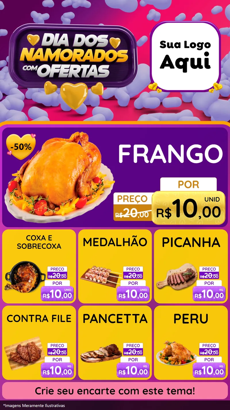 Modelo de Rede Social para Stories com o tema Dia Dos Namorados Com Ofertas para Assados