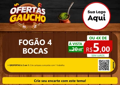 Modelo de Cartaz para Cartaz A4 Horizontal com o tema Ofertas Dia do Gaúcho para Móveis e Eletro
