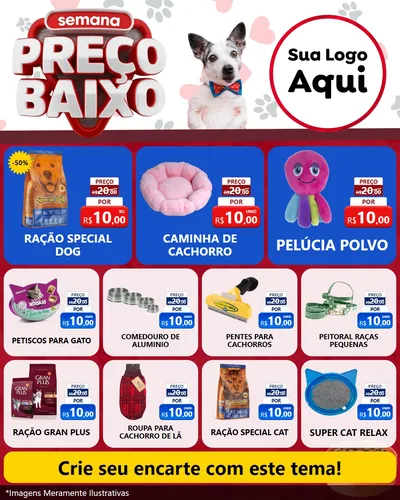 Modelo de Rede Social para Feed Instagram com o tema Semana Preço Baixo - Pet Shop para Pet Shop